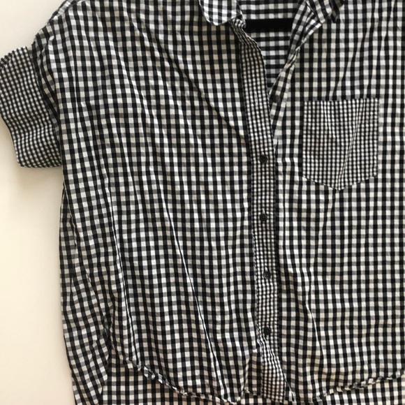 Madewell Gingham Play Button Shirt Top - Picture 5 of 7